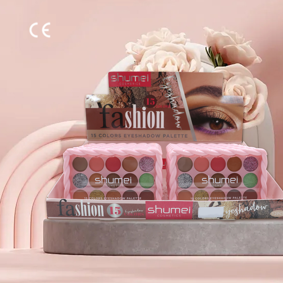 Wholesale 15 Color Fine Shimmer Eye Shadow Palette Matte Long-Lasting Dry Powder Vegan Glitter Eyeshadow Earthy Makeup Sets